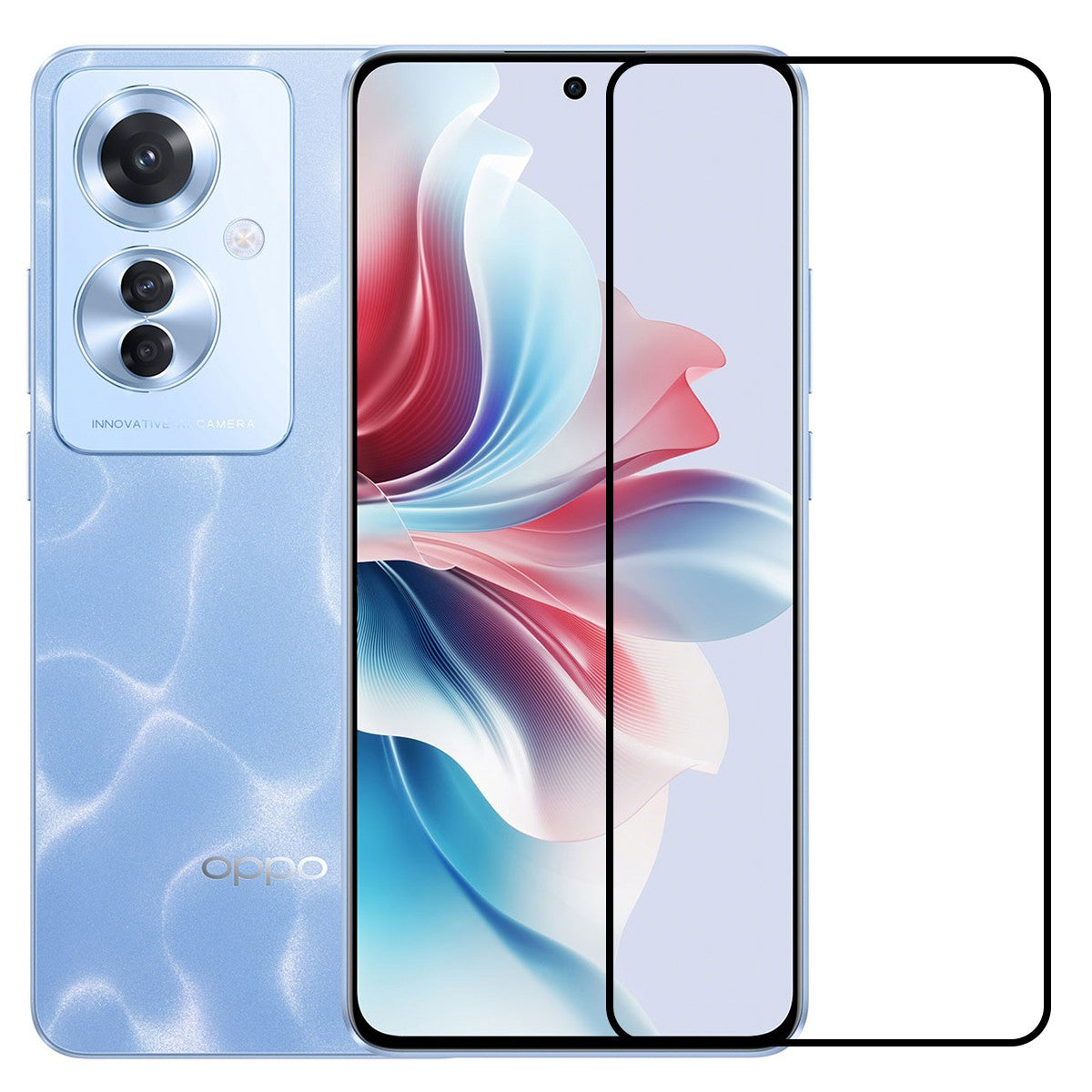 Folie Sticla Securizata, Vivimall, Compatibila cu Oppo Reno 11F, Full Glue, Margini Negre, Transparent - vivimall.ro