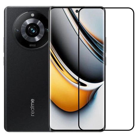 Folie sticlă securizată Realme 11 Pro+ Full Glue cu margini negre, vedere frontală produs