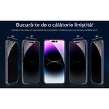 Folie Sticla Securizata, Vivimall, Pentru Apple iPhone 16 Pro Max, Privacy Classic, 2.5D, Confidentialitate 30°, Negru Transparent - vivimall.ro