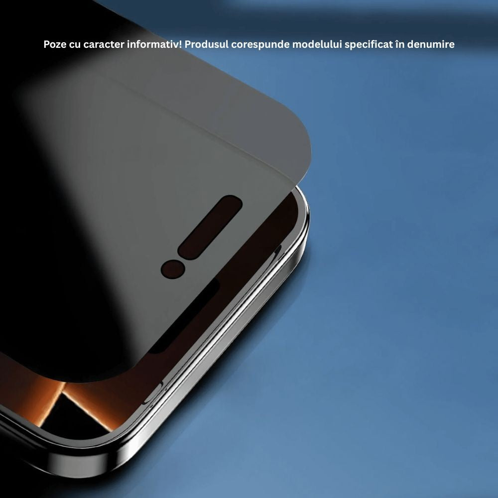 Folie Sticla Securizata, Vivimall, Pentru Apple iPhone 16 Pro, Privacy Classic, 2.5D, Confidentialitate 30°, Negru Transparent - vivimall.ro