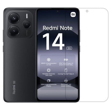 Folie sticlă securizată Xiaomi Redmi Note 14, protecție 2.5D HD transparentă, vedere frontală