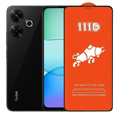 Folie sticlă securizată Xiaomi Redmi 13R, Full Cover 111D, margini negre — vedere frontală produs