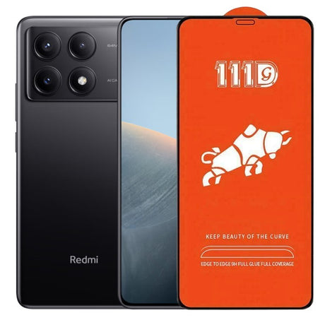 Folie sticlă securizată Xiaomi Redmi K70, Full Cover 111D, margini negre — vedere frontală
