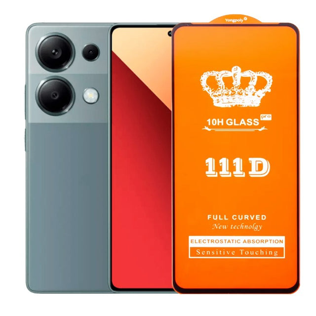 Folie Sticla Securizata pentru Xiaomi Redmi Note 13 Pro, Flippy, Sticla de Protectie Compatibila cu Xiaomi Redmi Note 13 Pro, Full Cover 111D, HD, Margini Negre, Transparenta - vivimall.ro