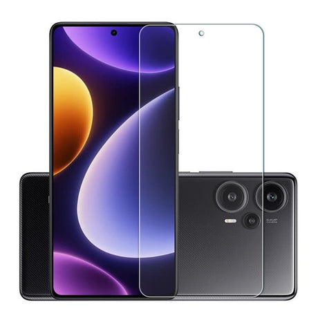 Folie protecție ecran Redmi Note 12 Pro aplicată pe telefon, unghi lateral stânga