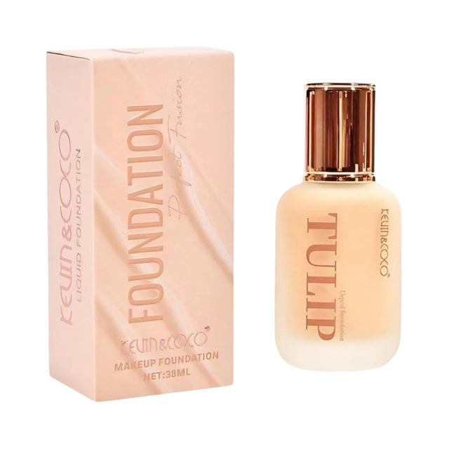 Fond de ten lichid Kevin&Coco Tulip, nuanța 3 Warm Nude, 38 ml, vedere frontală a ambalajului