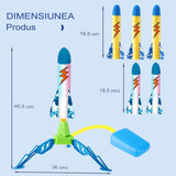 Jucarie pentru Copii, Vivimall, Lansator de Rachete cu Piciorul, un Singur Lansator, 6 Rachete Fara Lumini, 40.5 cm Inaltime, Multicolor - vivimall.ro