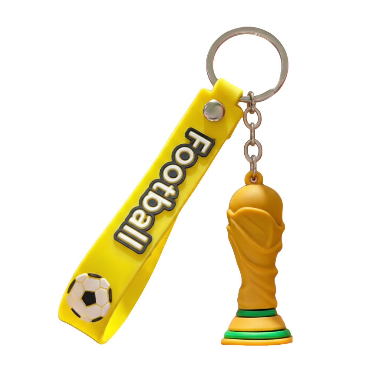 Breloc Chei, Flippy, Model Trofeu, Mascota de Fotbal, Cupa Mondiala, Accesoriu Pentru Chei si Rucsac, Cauciuc Moale, 26 g, 6.2 x 3.4 cm, Galben - vivimall.ro