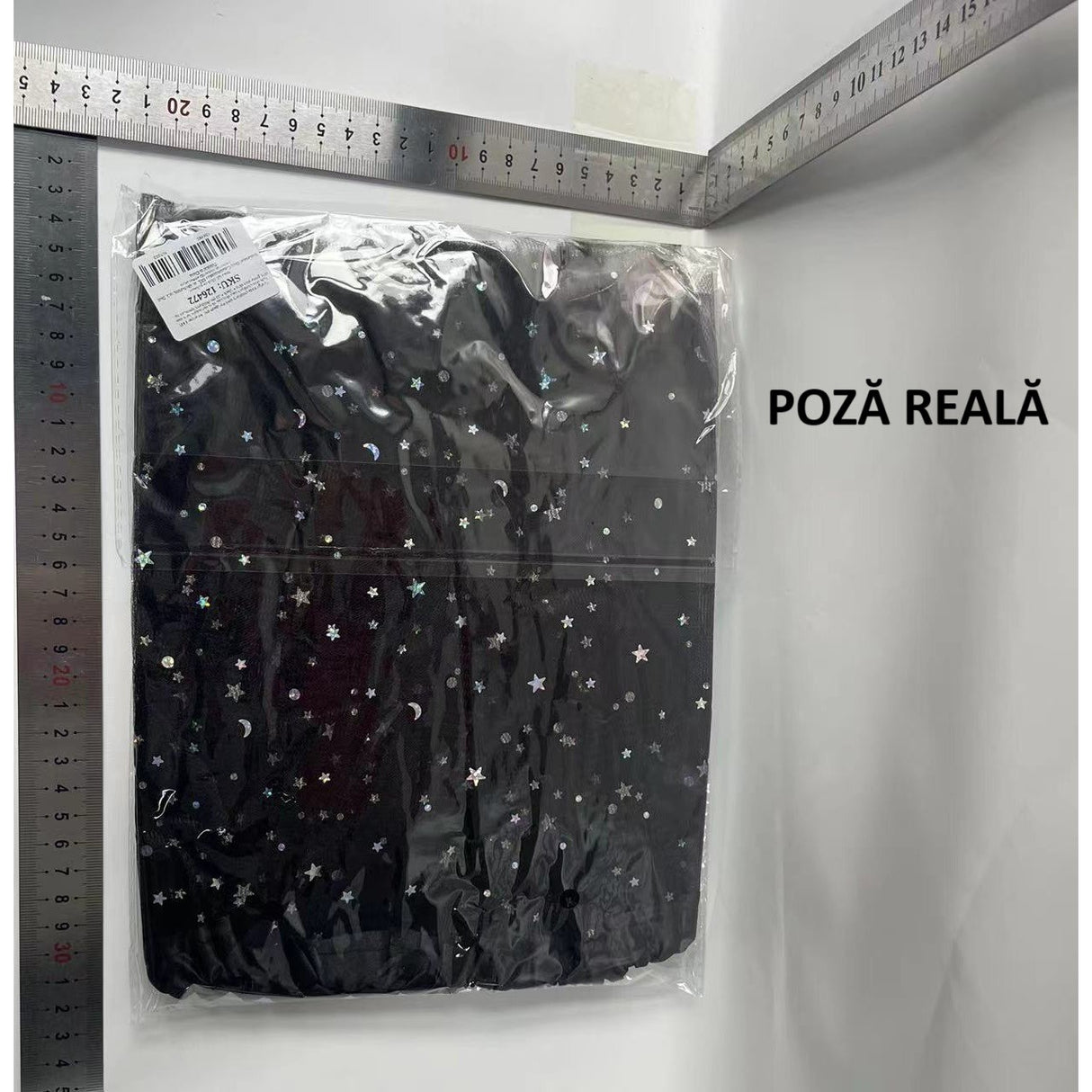 Fusta LED pentru Copii, Vivimall, Tutu de Balet pentru Fetite cu Luminite Multicolore Incorporate, Model Stelute, 30 cm Lungime, Negru - vivimall.ro