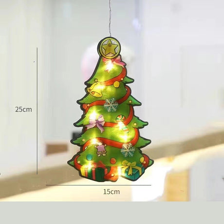 Decoratiune de Craciun pentru fereastra Vivimall, brad, cu LED-uri, 26 cm, alb cald - vivimall.ro
