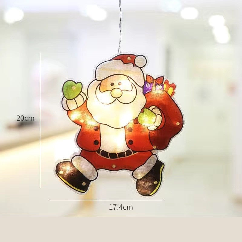 Decoratiune de Craciun pentru fereastra Mos Craciun cu sac, cu LED-uri, 22 cm, alb cald - vivimall.ro