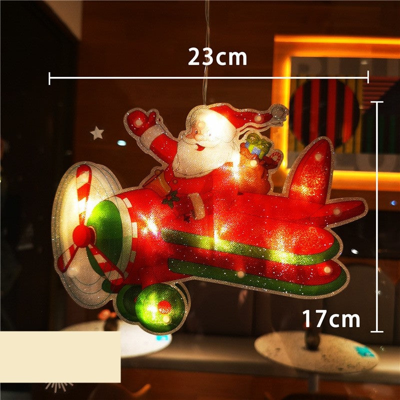 Decoratiune de Craciun pentru fereastra Vivimall, Avion, cu LED-uri, 23 cm, alb cald - vivimall.ro