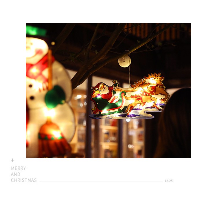 Decoratiune de Craciun pentru fereastra Vivimall, Sanie cu reni, cu LED-uri, 26 cm, alb cald - vivimall.ro