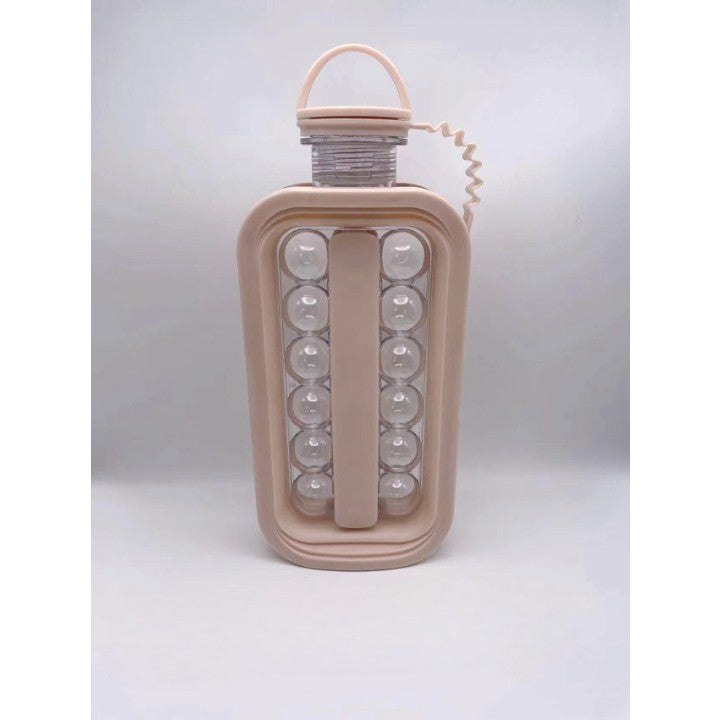 Forma Pentru Gheata 2 In 1 Portabila, Sub Forma De Sticla, Sfere, Diametru 3 Cm, Multifunctional, 17 Bilute, 27.5 X 11.4 X 5.5 Cm, Culoare Roz Pal - vivimall.ro