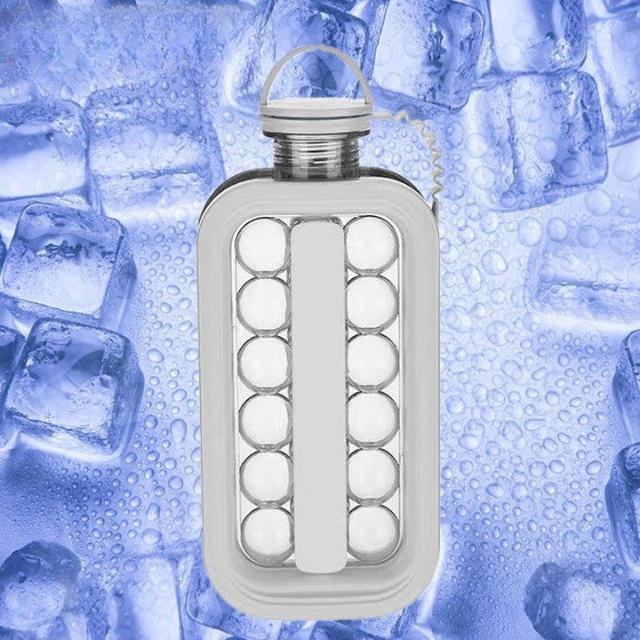 Forma pentru Gheata 2 in 1 Portabila, Vivimall, Tavita sub Forma de Sticla, Diametru 3 cm, Multifunctional, 17 Bilute de Gheata, 27.5 x 11.4 x 5.5 cm, Culoare Alb - vivimall.ro