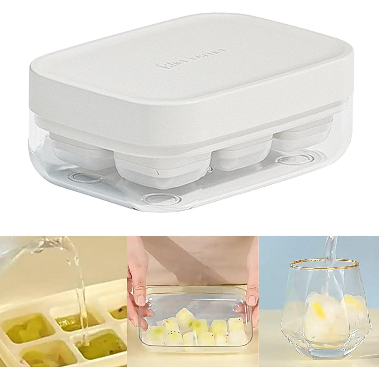 Forma Pentru Gheata Cu Presa Din Silicon Alimentar, 6 Cuburi, Caserola Pentru Depozitare, Usor De Folosit Si Curatat, 10.5 X 7.5 X 4.1 Cm - vivimall.ro