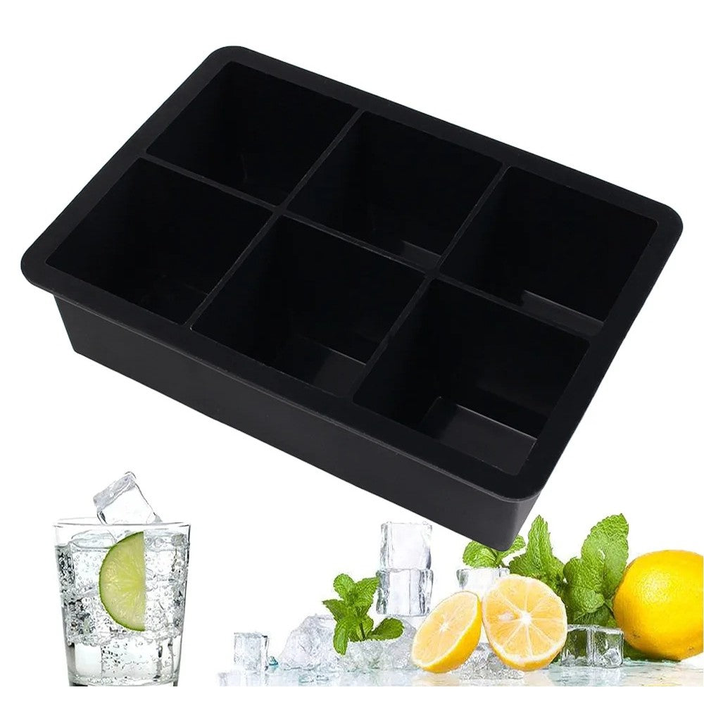 Forma Pentru Gheata, 6 Forme Patrate Cu Capac, Din Silicon, 17 X 12 X 6 Cm, Negru - vivimall.ro