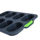 Forme De Silicon Pentru Copt, 8 Forme Ovale, Pentru Paine Si Prajituri, 34.5 X 23.8 X 2.5 Cm, Negru/Verde - vivimall.ro