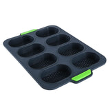 Forme de Silicon pentru Copt, Vivimall, 8 Forme Ovale, pentru Paine si Prajituri, 34.5 x 23.8 x 2.5 cm, Negru/Verde - vivimall.ro