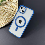 Husa MagSafe pentru Apple iPhone 12/ 12 Pro, Full Cover, Frosted Acrylic Color Big Hole, Magnetica, Incarcare Wireless, Flippy, Albastru - vivimall.ro