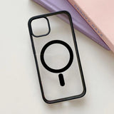 Husa MagSafe pentru Apple iPhone 13 Pro, Full Cover, Frosted Acrylic Color Big Hole, Magnetica, Incarcare Wireless, Flippy, Negru - vivimall.ro