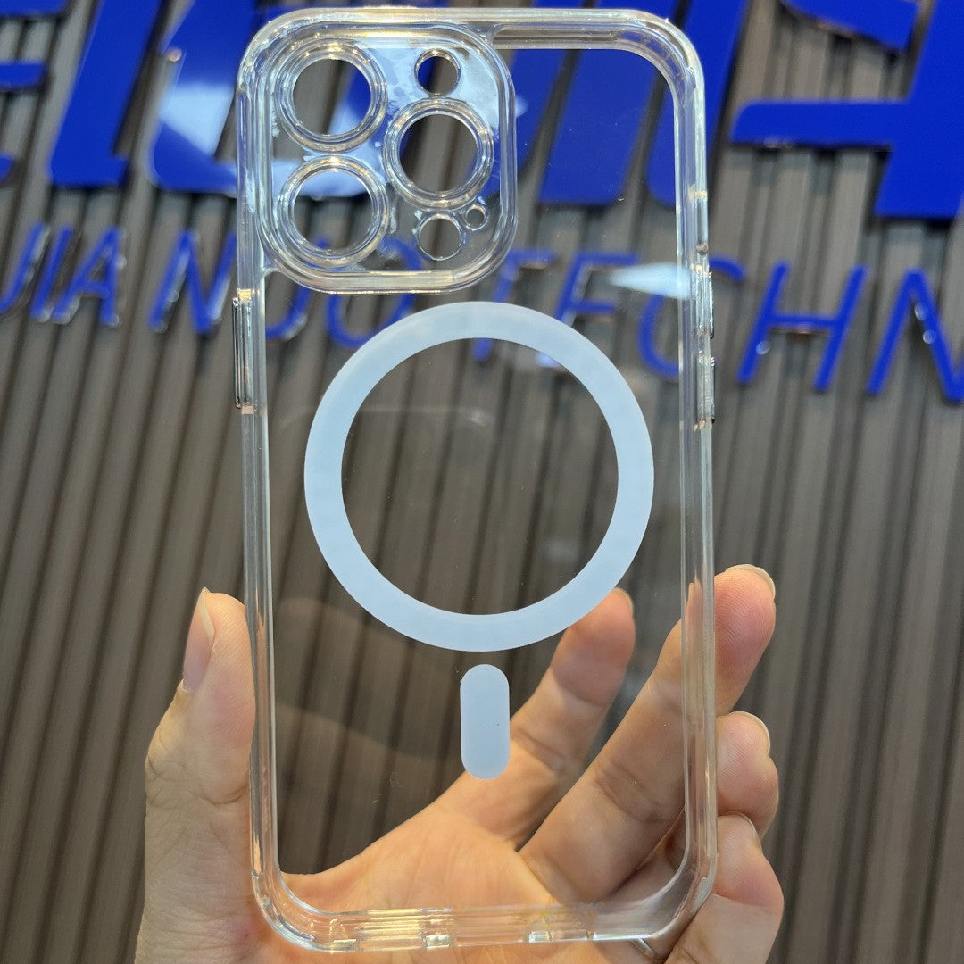 Husa protectie Flippy pentru iPhone 14 Mag Safe, 2 in 1 incarcare si magnet, Silicone, Transparenta - vivimall.ro