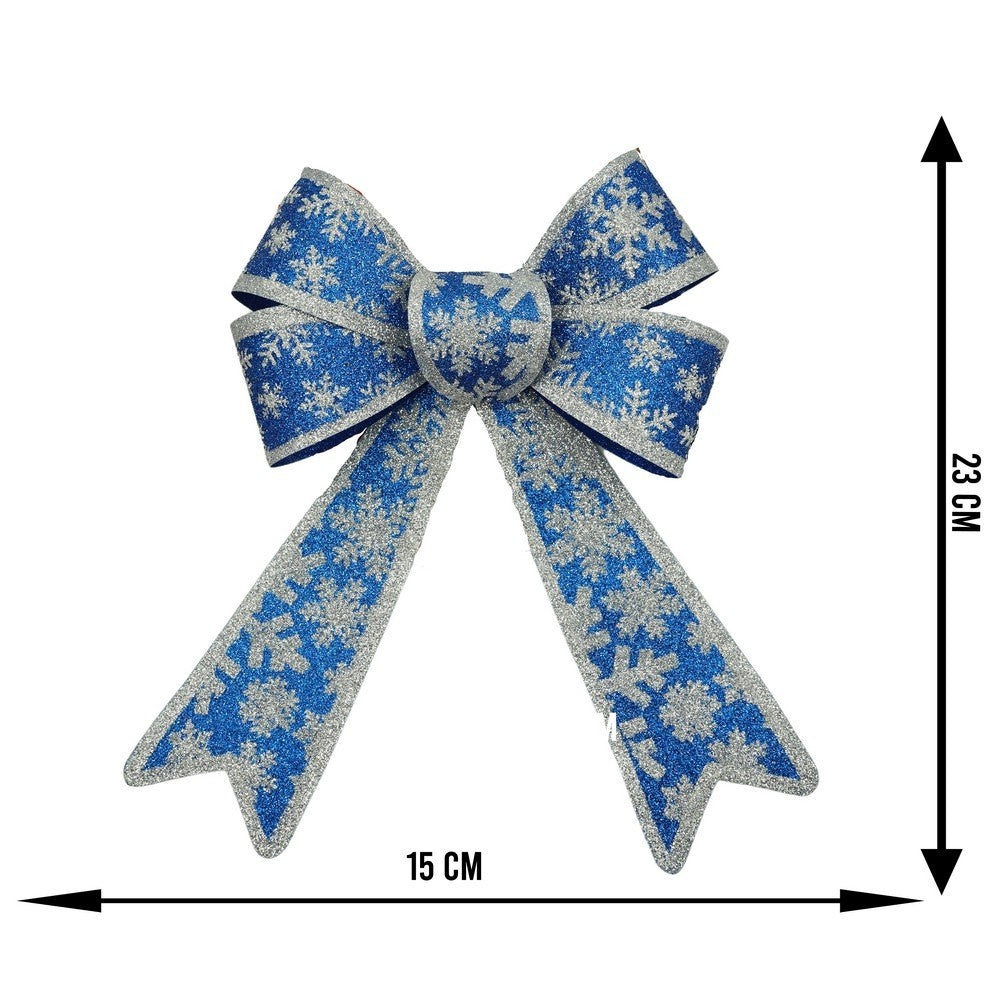 Funda pentru brad, Albastra, model de nea, cu margini argintii, 15 x 23 cm, PVC, Vivimall - vivimall.ro