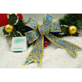 Funda pentru brad, Albastra, model spiralat, cu margini aurii, 15 x 23 cm, PVC, Vivimall - vivimall.ro