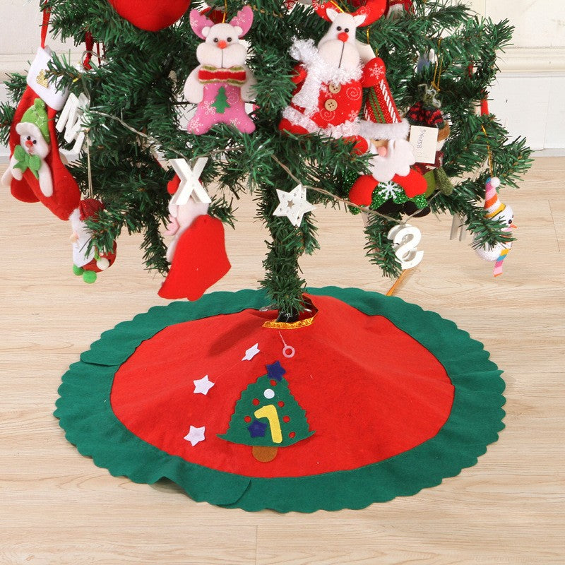 Covoras pentru bradul de Craciun Vivimall, lana, rosu/verde, 60 cm - vivimall.ro