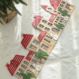 Decoratiune de Craciun, Flippy, Model Orasel de Craciun pentru Brad, in stil European, Pliabil din Lemn, 57 x 20 cm, Maro Natur Rosu - vivimall.ro