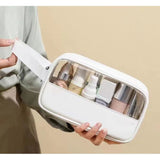 Geanta cosmetice Flippy, pentru voiaj sau organizare, material PVC/textil, impermeabila, portabila, 22 x 12 x 8 cm, alb - vivimall.ro