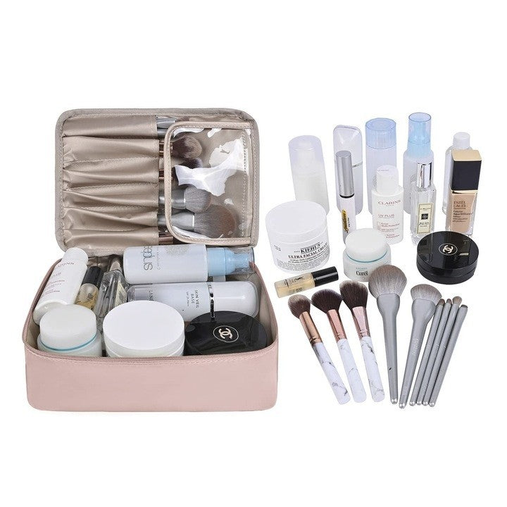 Geanta De Calatorie, Pentru Cosmetice Si Articole De Toaleta, Material Impermeabil, 2 In 1, Portfard Interior Detasabil
