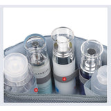 Geanta cosmetice voiaj, Vivimall, material panza, impermeabil, 3 compartimente, cu agatatoare, Gri, 47 x 28 x 20   cm - vivimall.ro