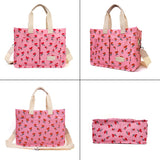 Geanta de Mana/Umar, Multifunctionala, Vivimall, Inchidere cu Capsa, Imprimeu Cirese, Material Textil, 33.5 x 25 x 14.5 cm, Roz - vivimall.ro