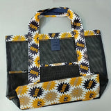 Geanta de Plaja, Vivimall, din Plasa Transparenta, Imprimeu Oops, 43 x 10 x 33 cm, Model pentru Umar, Lungime Inferioara 33 cm, Negru - vivimall.ro