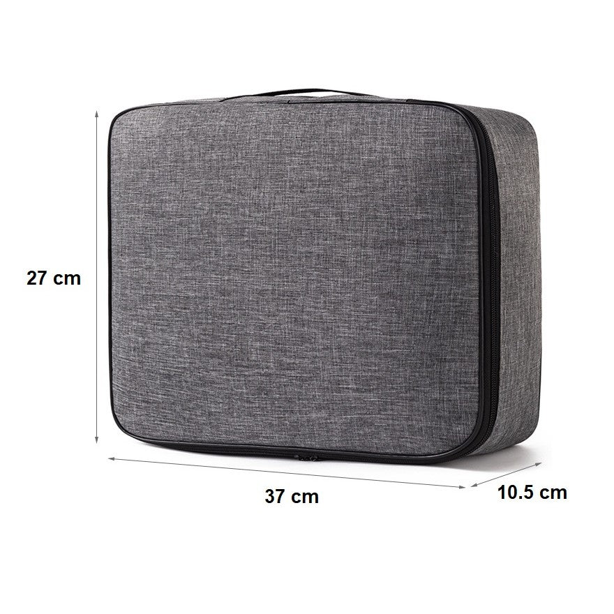 Geanta pentru Depozitare Acte si Documente, Vivimall, 1 Compartiment mare cu Curele Interioare, Impermeabila, 37 x 10.5 x 27 cm, Gri - vivimall.ro