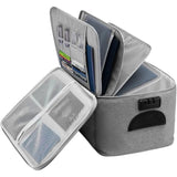 Geanta Vivimall pentru Depozitare Acte si Documente, Facturi, Carduri, cu Cod de Securitate, 5 Compartimente, Impermeabila, 37 x 20 x 27 cm, Gri - vivimall.ro