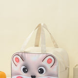 Geantă Frigorifică, Flippy, cu Desene Animat 3D, Portabilă pentru Copii, de Prânz, din Pânză Oxford, 27.5x18x20 cm, Model Soricel, Bej