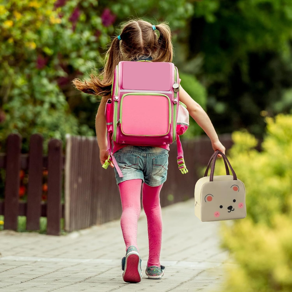 Geantă Frigorifică, Flippy, cu Desene Animat, Portabilă pentru Copii, de Prânz, din Pânză Oxford, 22x14x19 cm, Model Ursulet, Bej