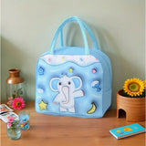 Geantă Frigorifică, Flippy, cu Desene Animate 3D, Portabilă pentru Copii, de Prânz, din Pânză Oxford, 23x13x19 cm, Model Elefantel, Albastru