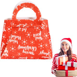 Geanta pentru Copii, Vivimall, Pliabila, pentru Cadouri de Craciun, din Panza Netesuta, Merry Christmas, 13 x 12 x 6 cm, Rosu - vivimall.ro