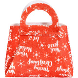 Geanta pentru Copii, Vivimall, Pliabila, pentru Cadouri de Craciun, din Panza Netesuta, Merry Christmas, 13 x 12 x 6 cm, Rosu - vivimall.ro