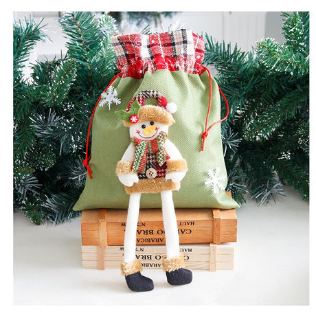 Sac cadouri Vivimall, tematica Om de Zapada, Material Textil, 30x25 cm, cu Siret, Verde - vivimall.ro