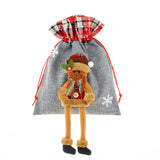 Sac din textil pentru cadouri de Craciun, Vivimall, Model Ren, 30x25 cm, Gri - vivimall.ro