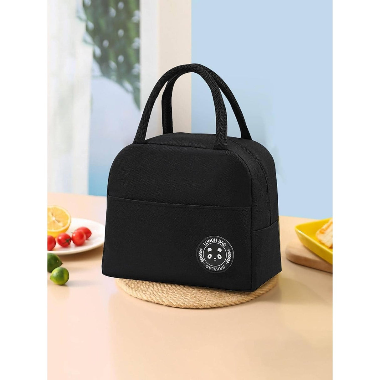 Geanta Termica pentru Pranz, Vivimall, Multifunctionala, Compartimentata, Impermeabila, cu Manere, Buzunar Exterior, 22x14x19 cm, Negru - vivimall.ro
