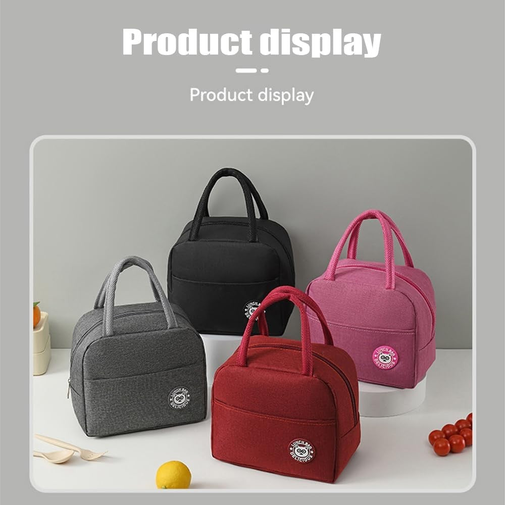 Geanta Termica pentru Pranz Vivimall, Multifunctionala, Compartimentata, Impermeabila, cu Manere, Buzunar Exterior, 22x14x19 cm, Rosu - vivimall.ro