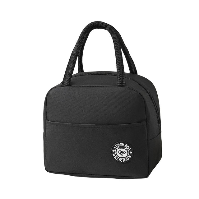 Geanta Termica pentru Pranz, Vivimall, Multifunctionala, Compartimentata, Impermeabila, cu Manere, Buzunar Exterior, 22x14x19 cm, Negru - vivimall.ro