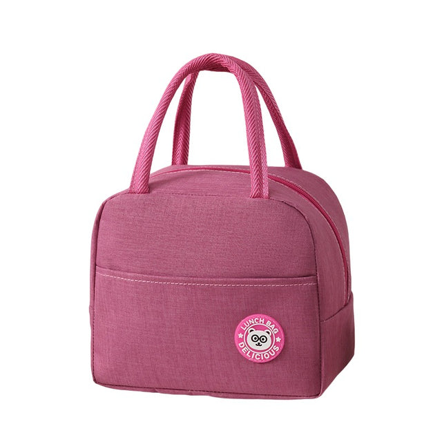 Geanta Termica pentru Pranz, Vivimall, Multifunctionala, Compartimentata, Impermeabila, cu Manere, Buzunar Exterior, 22x14x19 cm, Roz - vivimall.ro