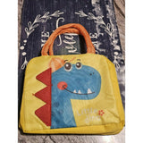 Geanta Termoizolanta pentru Copii, Vivimall, 23x13x19 cm, Model Imprimeu Dinozaur, din Folie de Aluminiu si Panza Oxford, Albastru/Galben - vivimall.ro