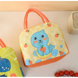 Geanta Termoizolanta pentru Copii, Vivimall, 23x13x19 cm, Model Imprimeu Foca, din Folie de Aluminiu si Panza Oxford, Galben/Portocaliu - vivimall.ro